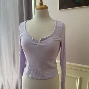Aerie Purple Fitted Long Sleeve Blouse